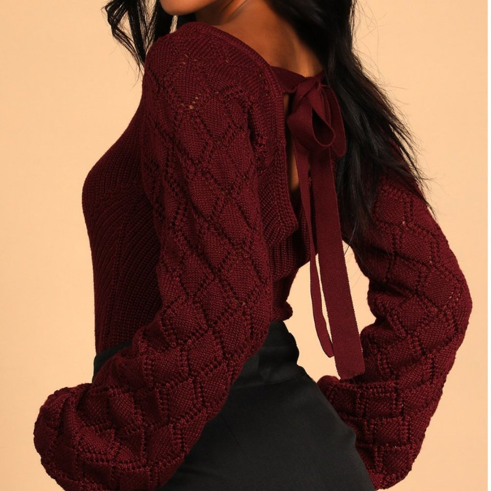 Burgundy sweater with bow